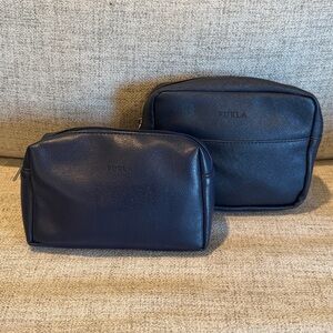 Furla Airline amenity pouches (2) -Navy blue- used- pouches only